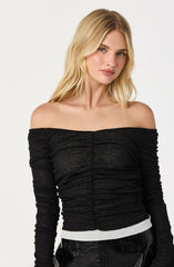 Ruched Layered Off Shoulder Top