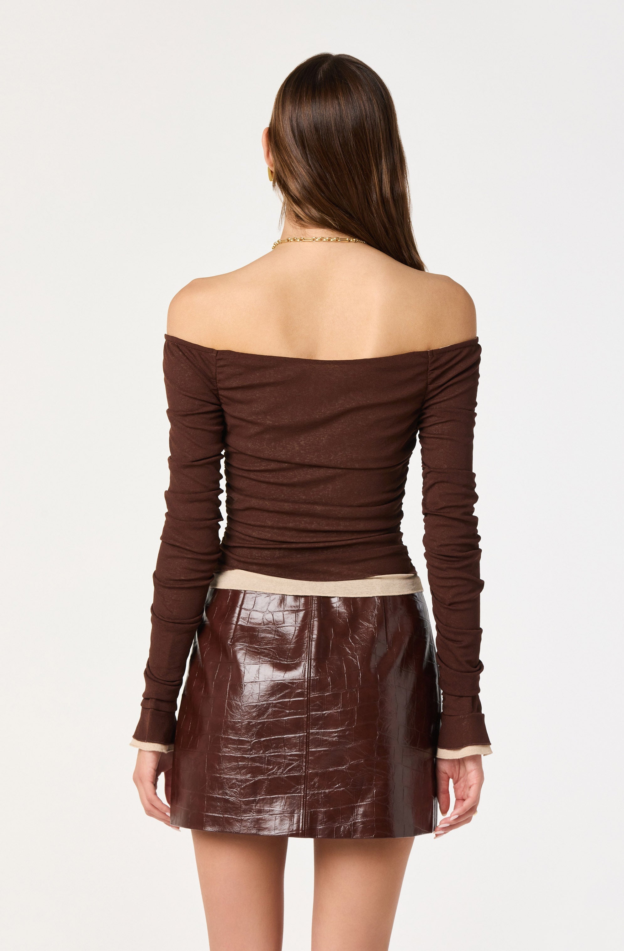 Ruched Layered Off Shoulder Top