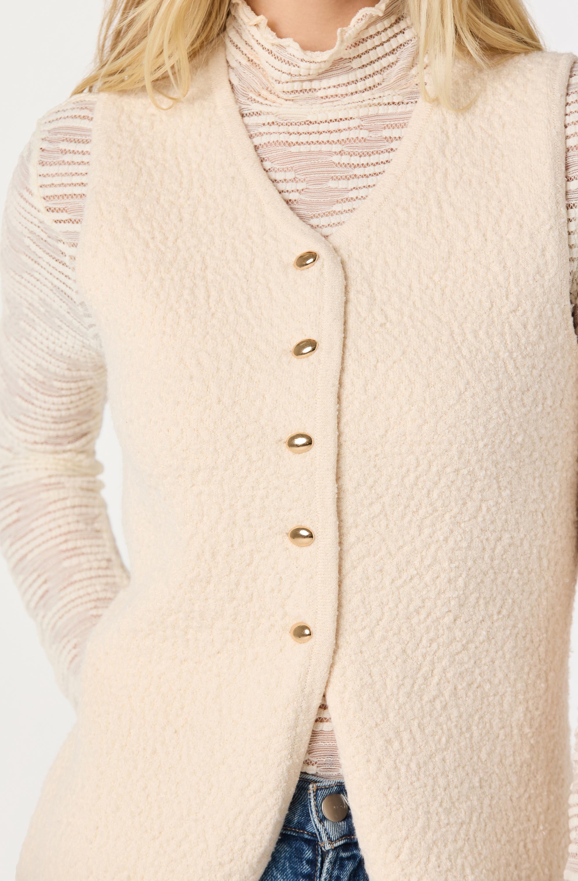 Textured Longline V-Neck Vest