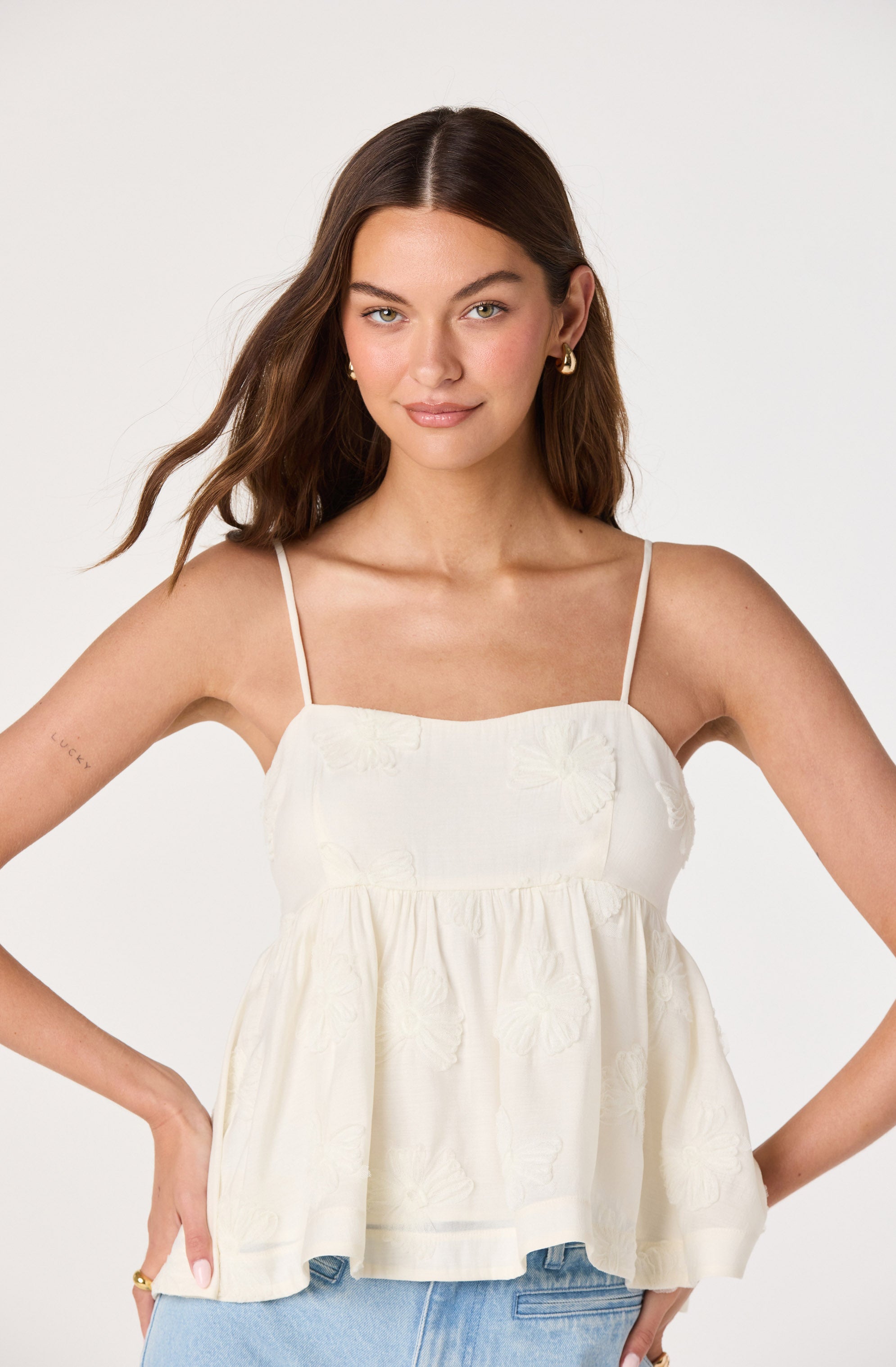 Zoe Floral Applique Babydoll Top