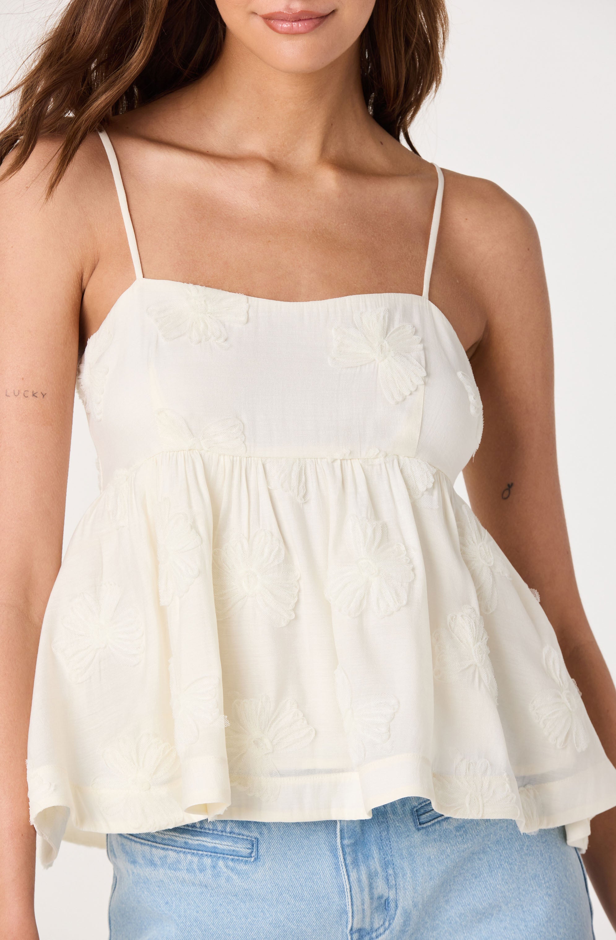 Zoe Floral Applique Babydoll Top