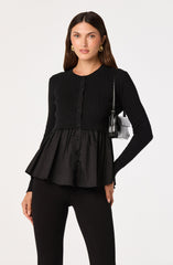 Mixed Media Peplum Top