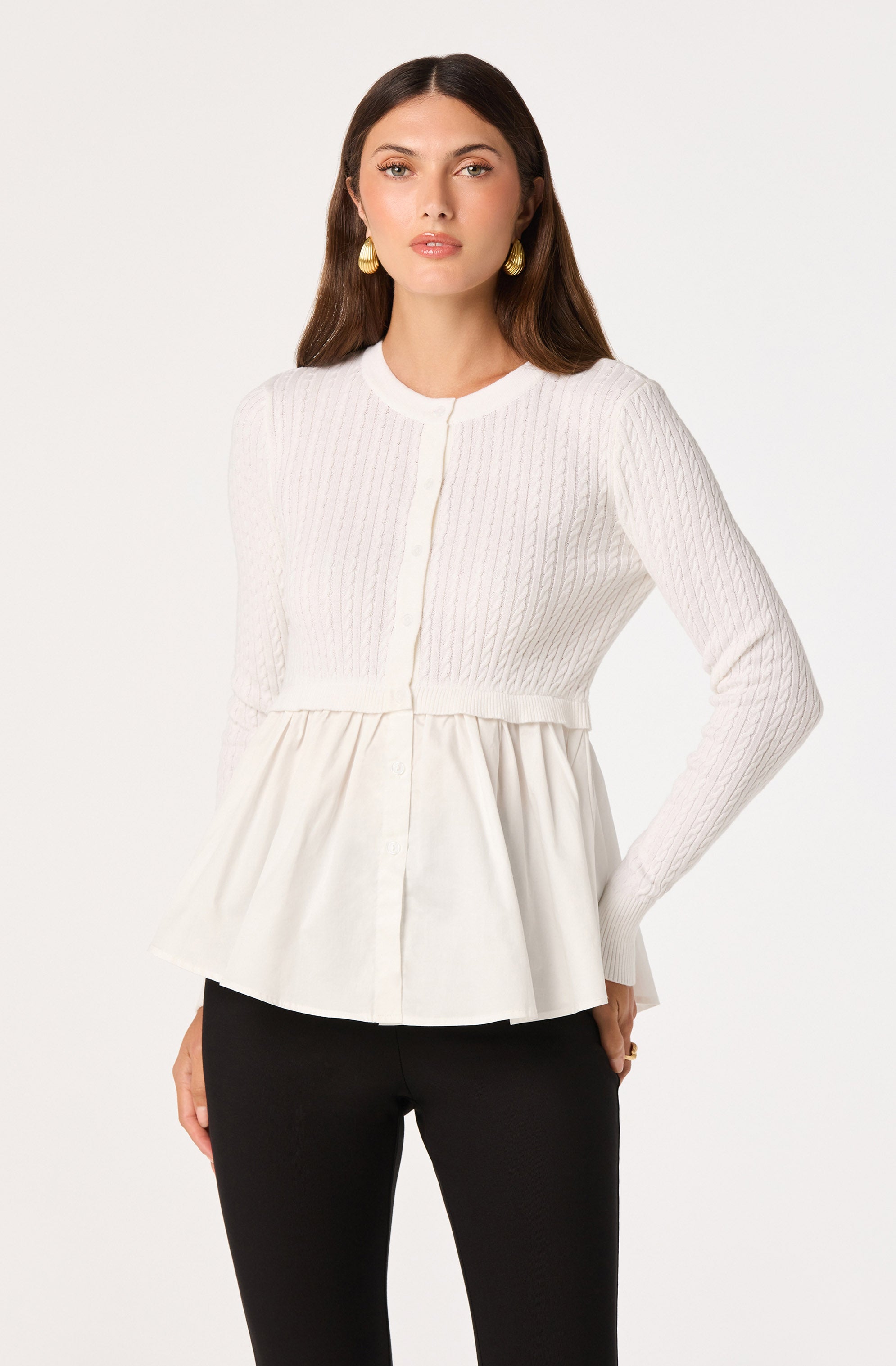 Mixed Media Peplum Top