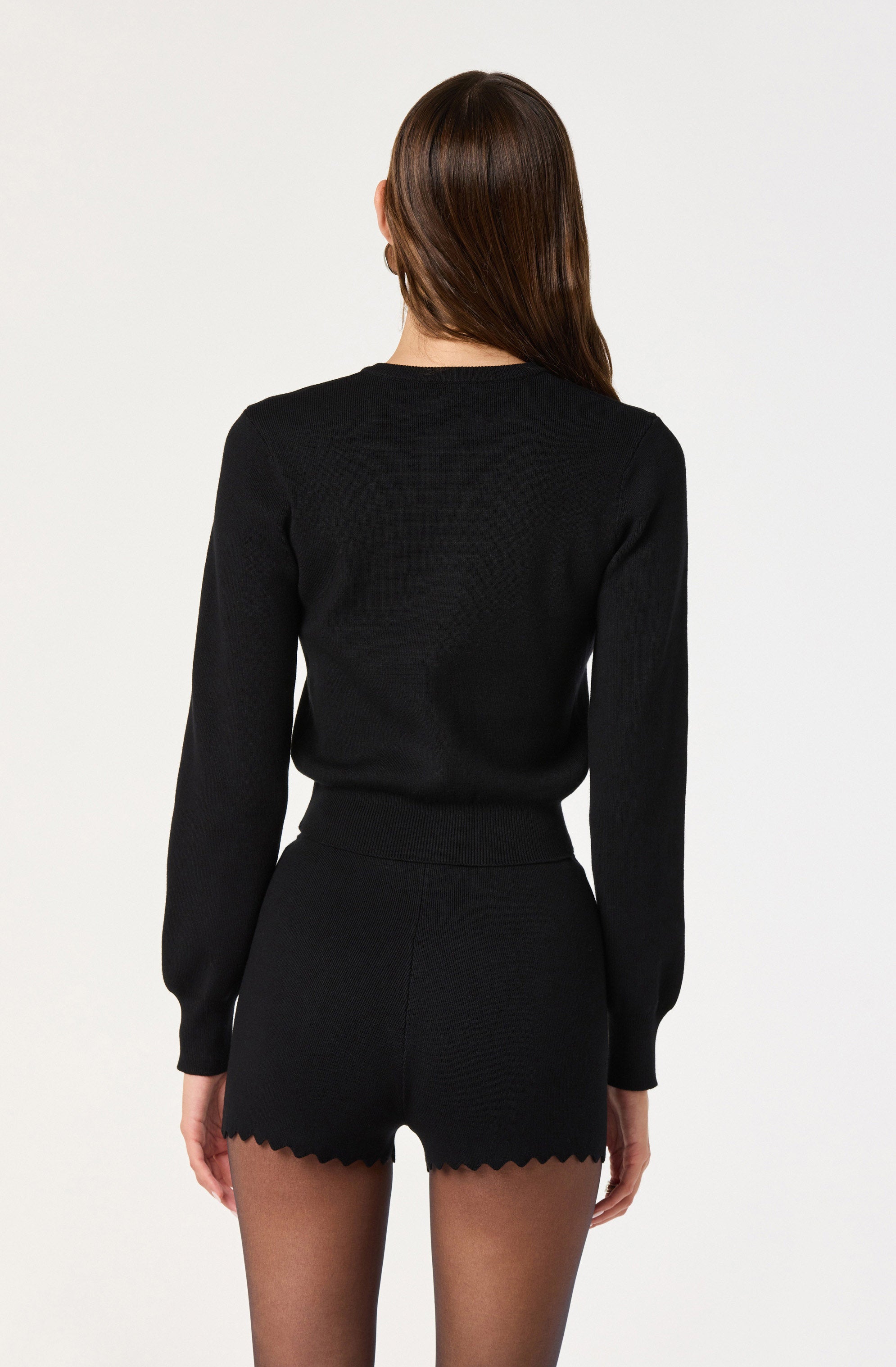 Scalloped Crewneck Cardigan