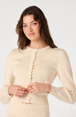 Scalloped Crewneck Cardigan