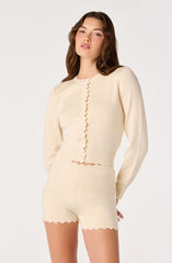 Scalloped Crewneck Cardigan