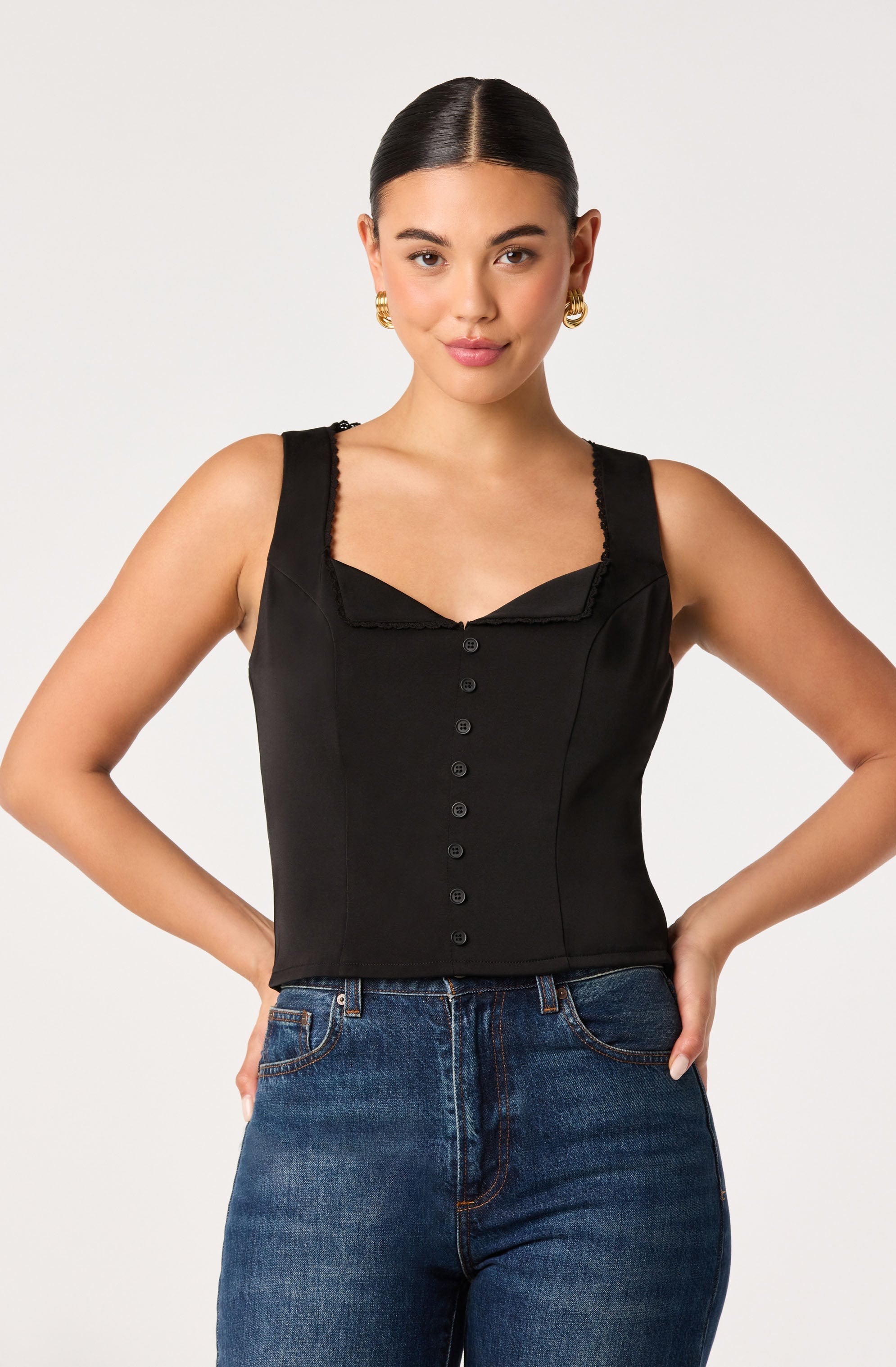 Maddison Scalloped Crochet Trim Tank