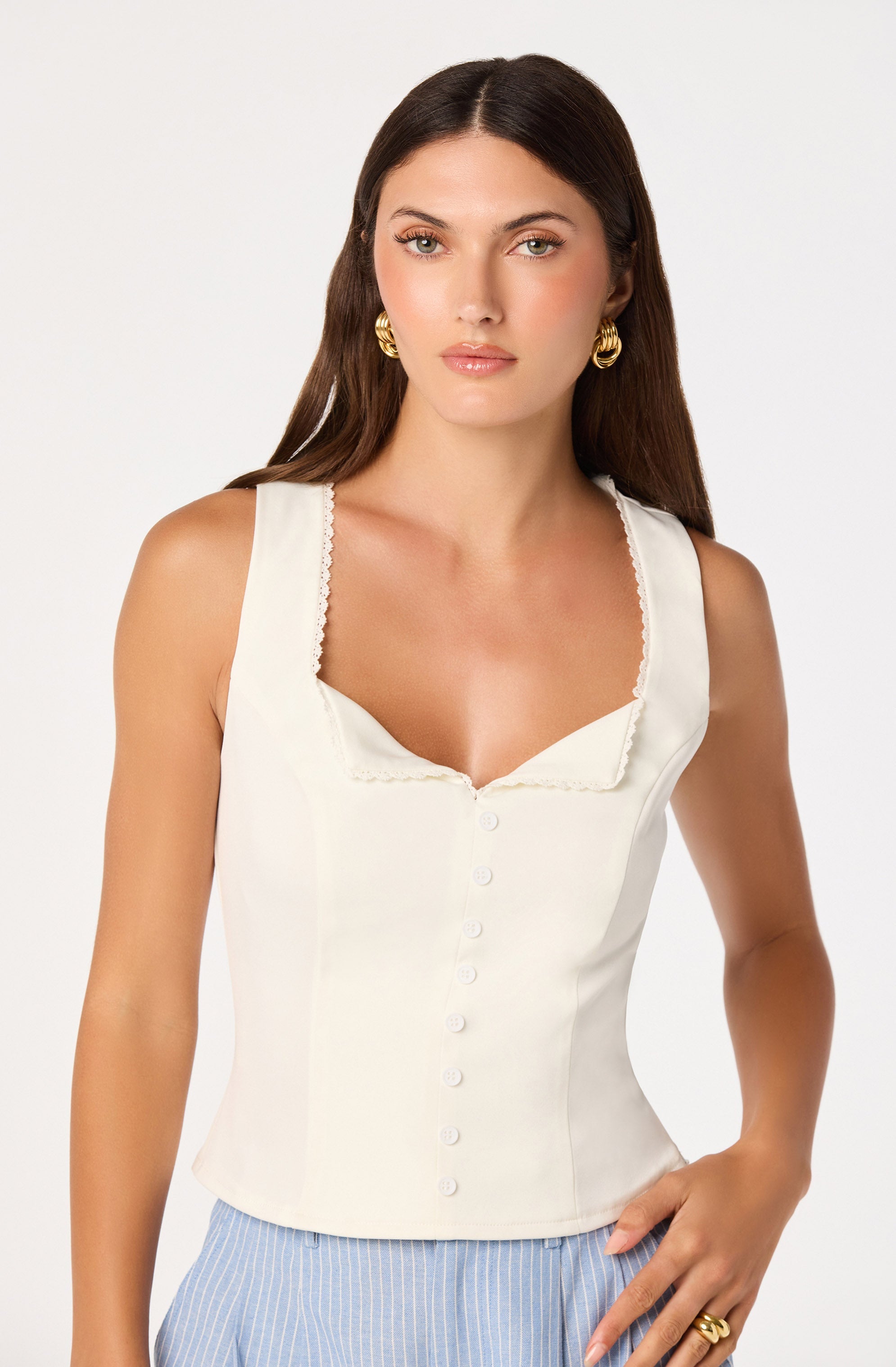 Maddison Scalloped Crochet Trim Tank
