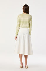 Striped Semi-Sheer Crewneck Sweater