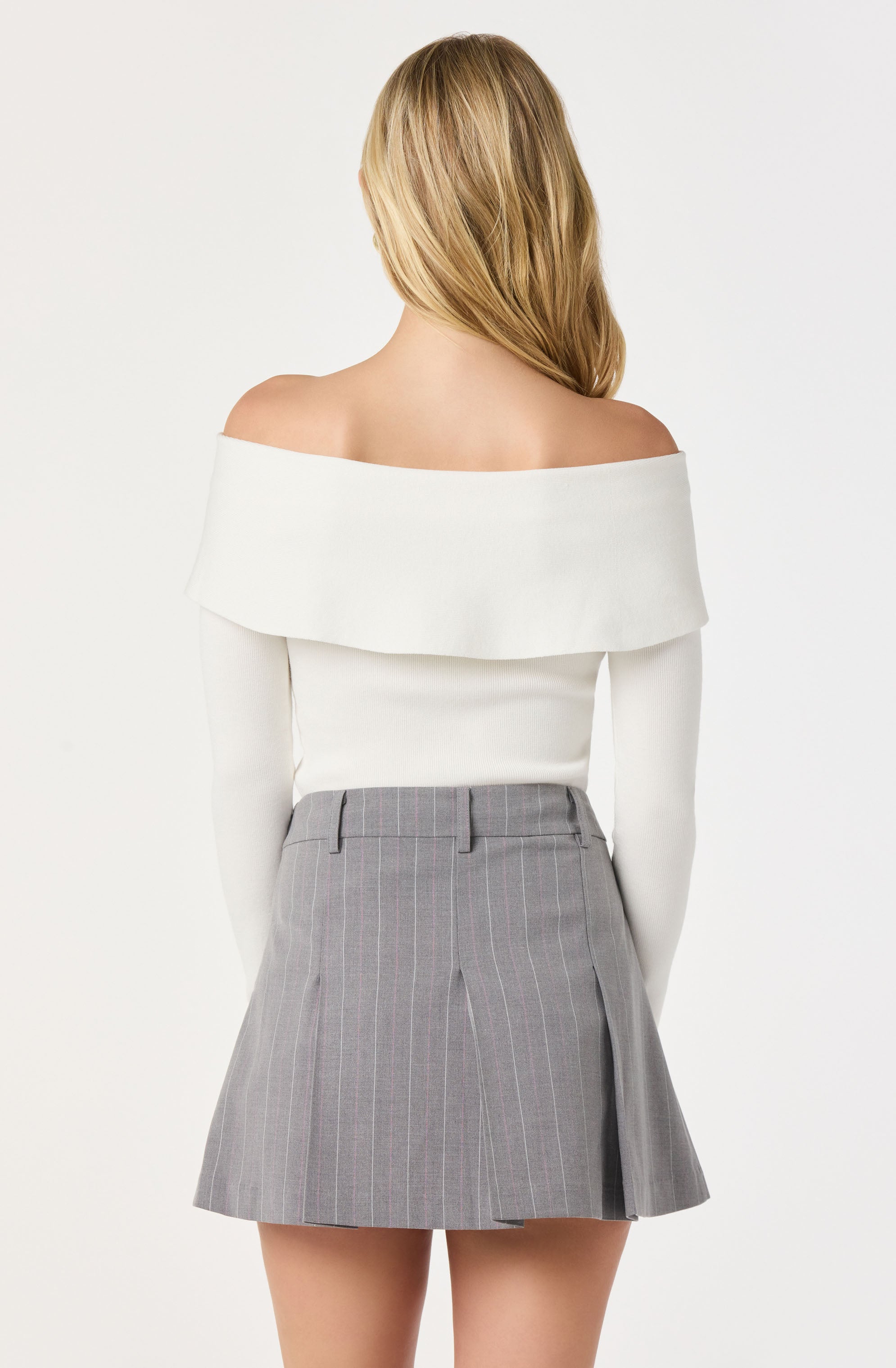 Ribbed Off Shoulder Long Sleeve Sweater