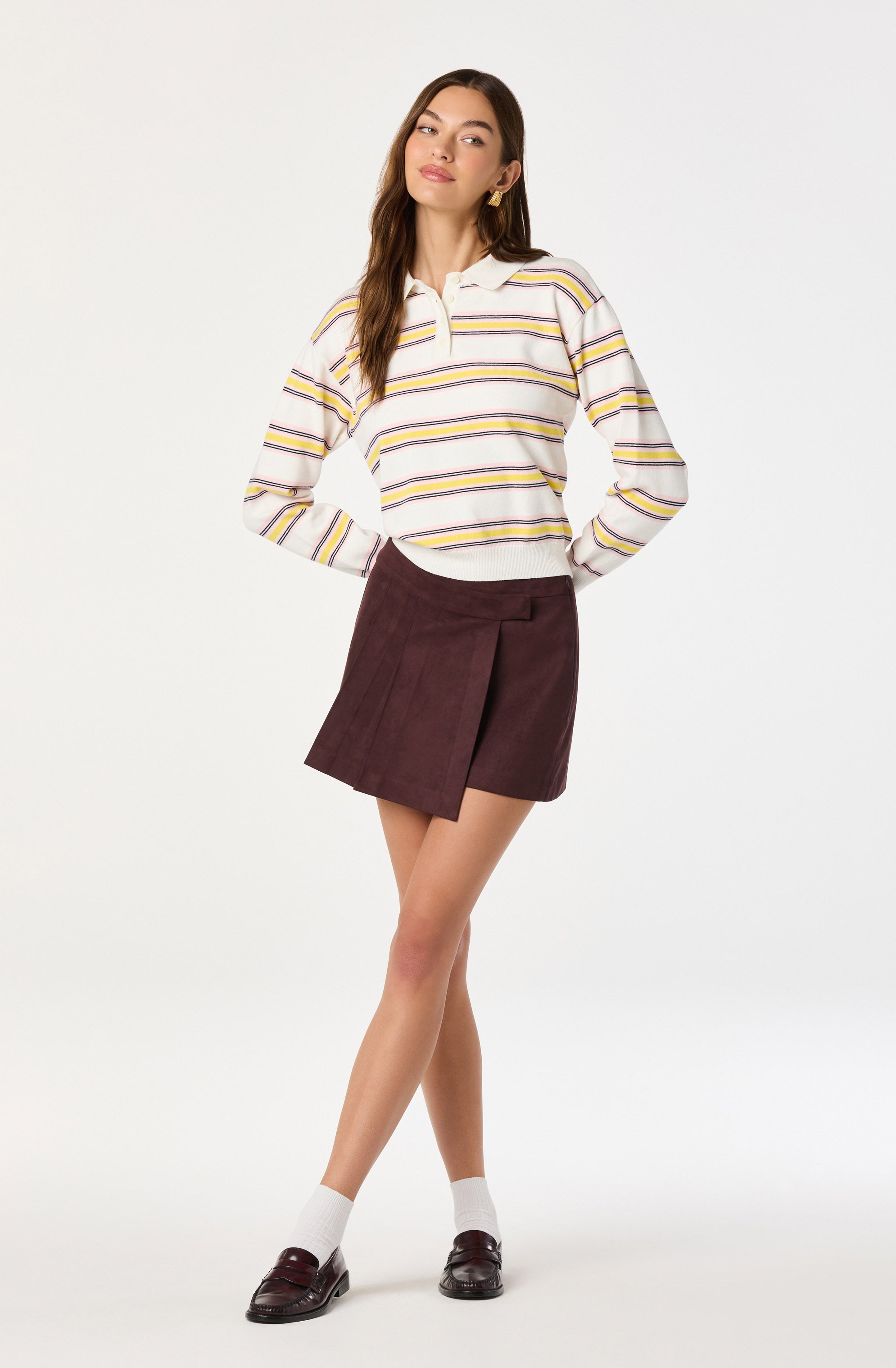 Polo Long Sleeve Striped Sweater