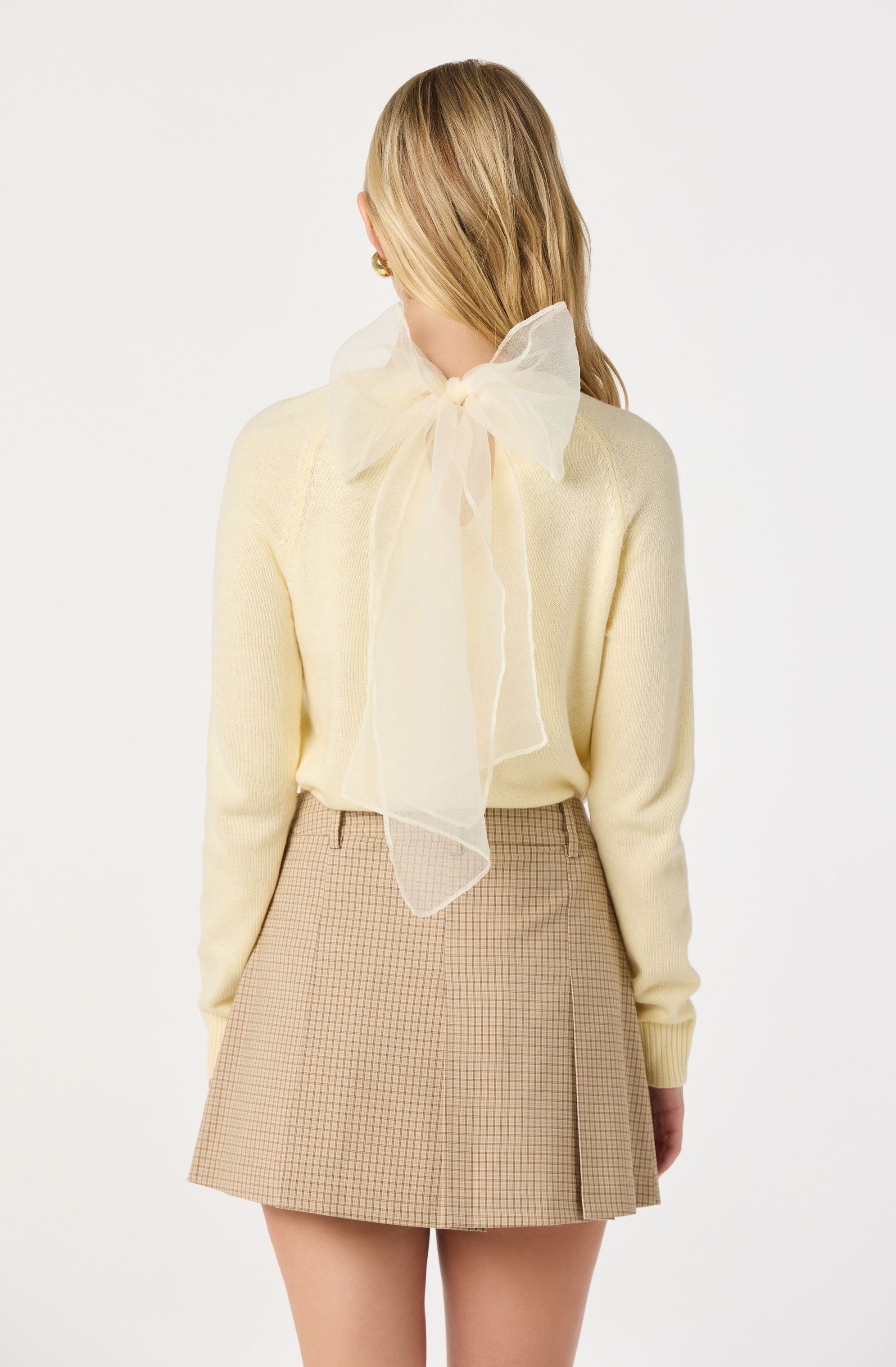 Tie-Back Organza Bow Sweater