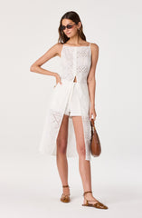 Mercy Eyelet Button-Front Tunic Top