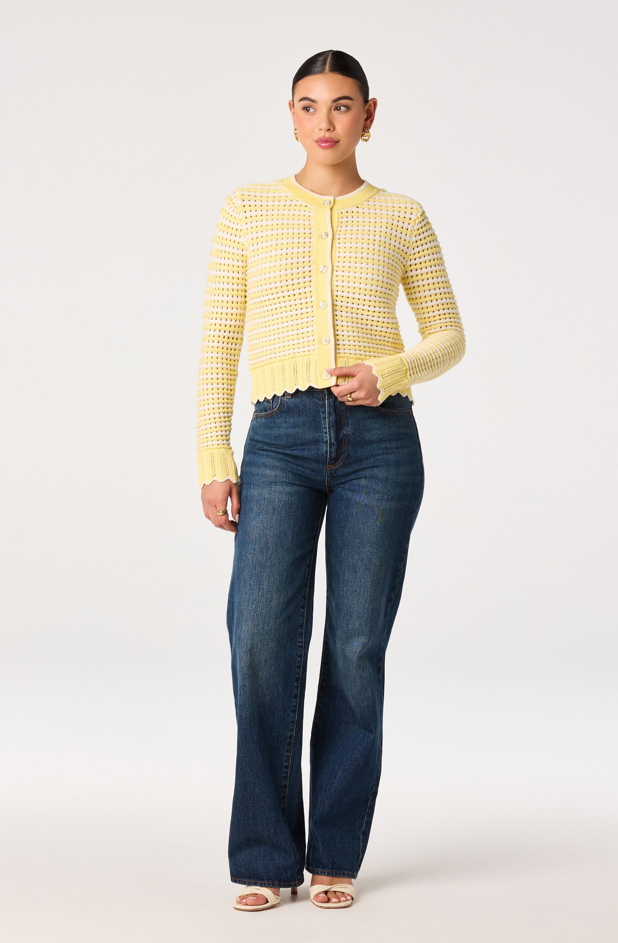 Karly Striped Open Knit Cardigan