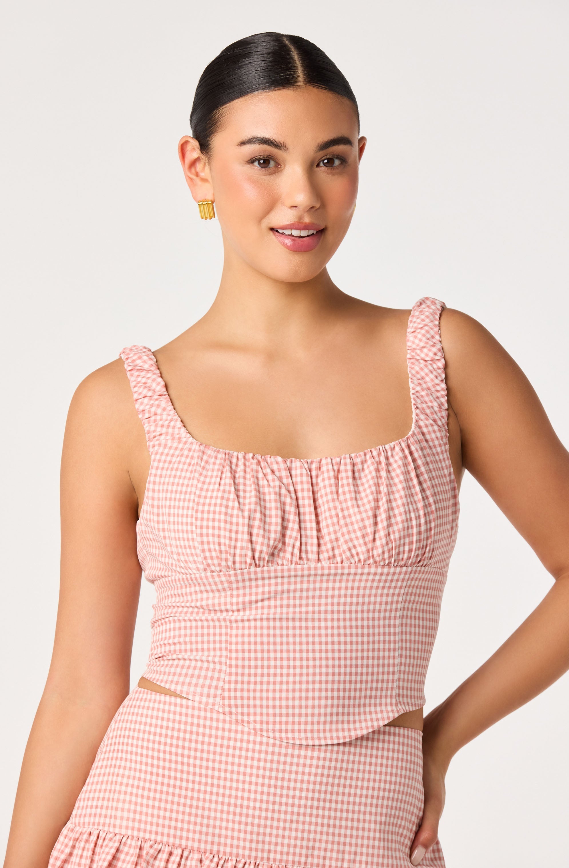 Penny Gingham Bustier Crop Top