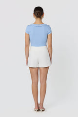 Lina Ruffle Trim Ribbed Sweater Top