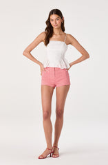 Teale Eyelet Scalloped Peplum Cropped Top