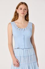 Victoria Crochet Trim Button-Front Top