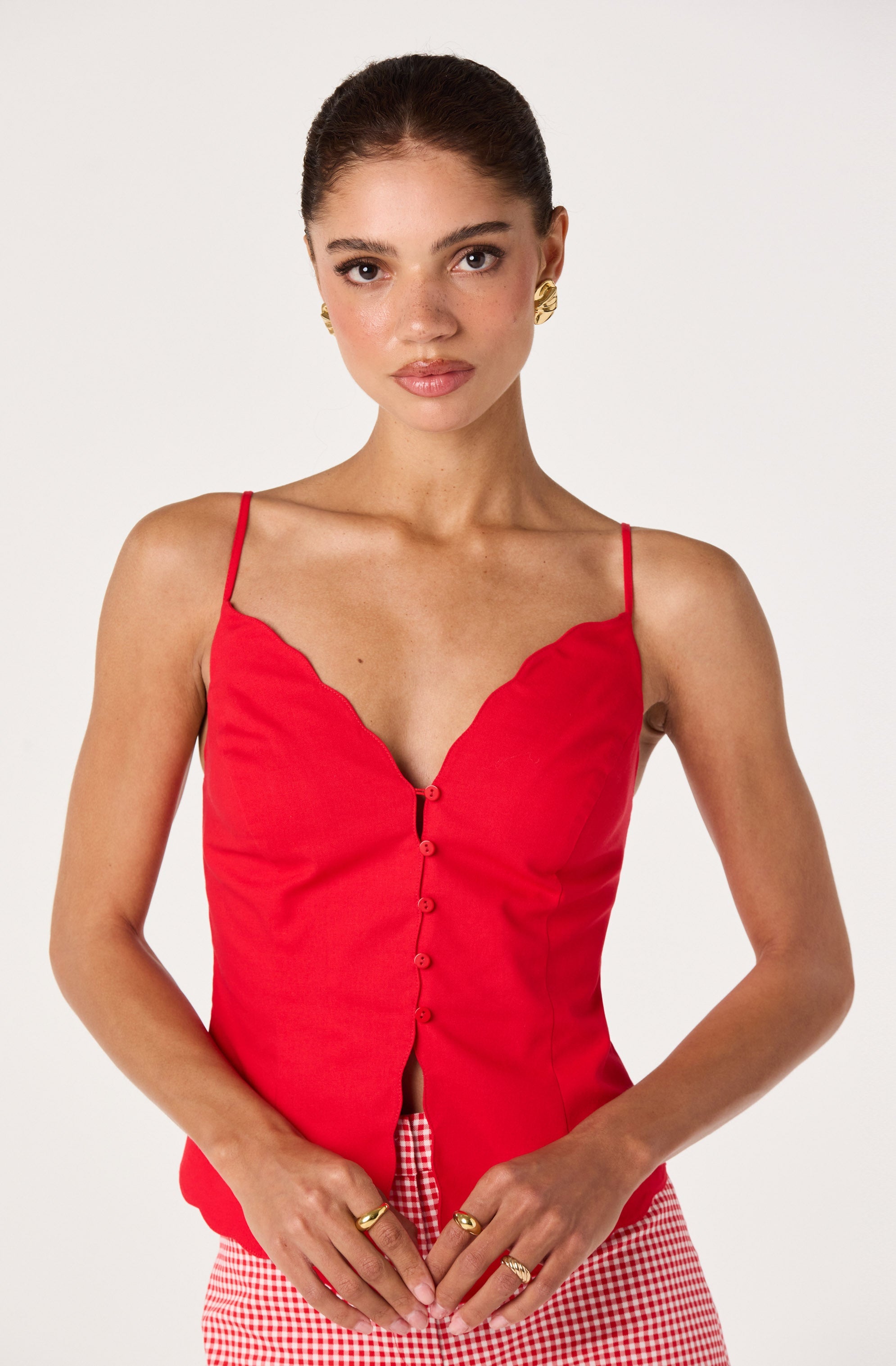 Odette V-Neck Button-Front Tank Top