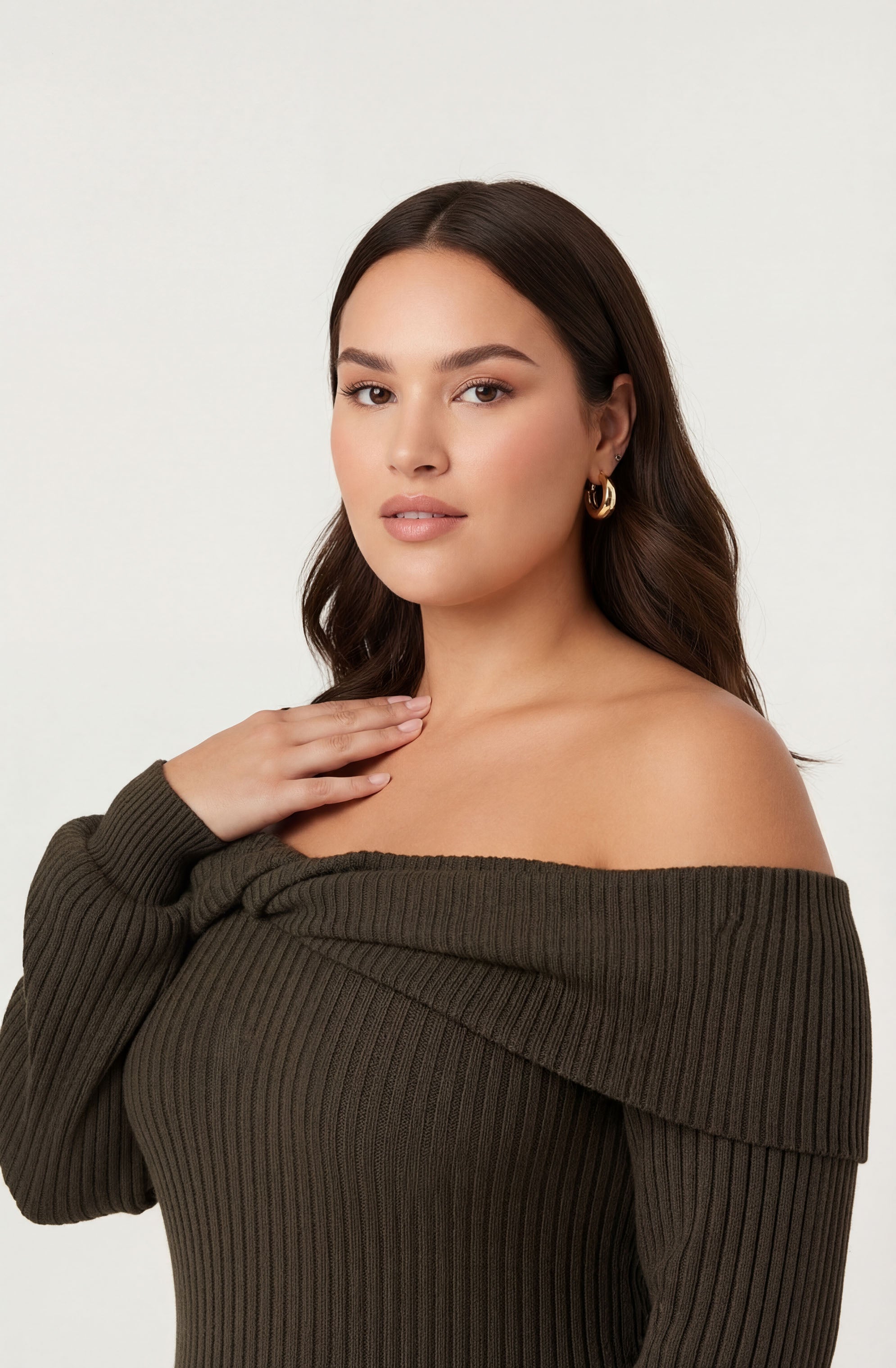 Tilde Off Shoulder Midi Sweater Dress