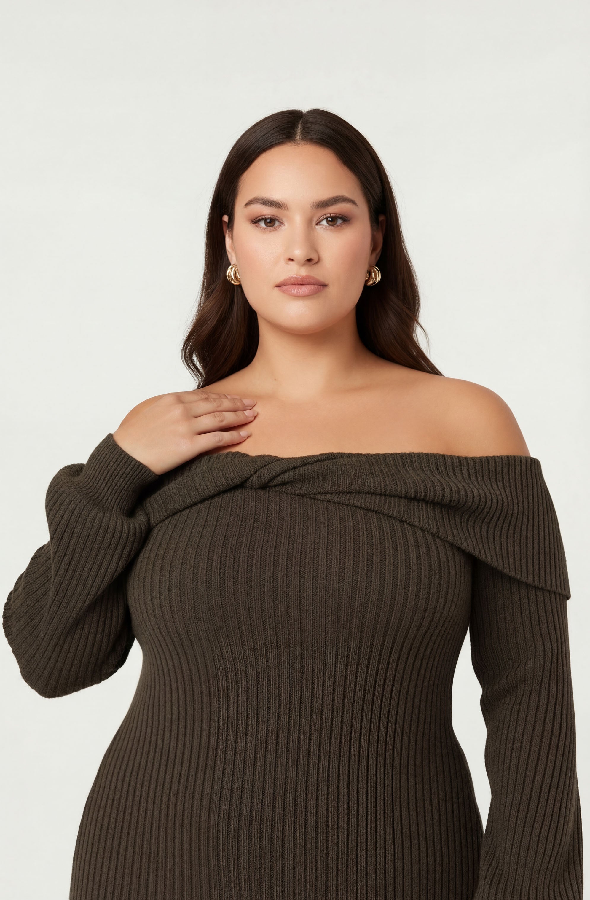 Tilde Off Shoulder Midi Sweater Dress